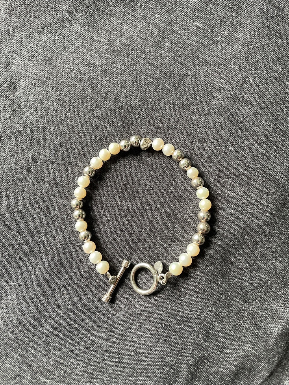 Silpada -Feminine Flair Pearl and Silver Bead Bracelet -